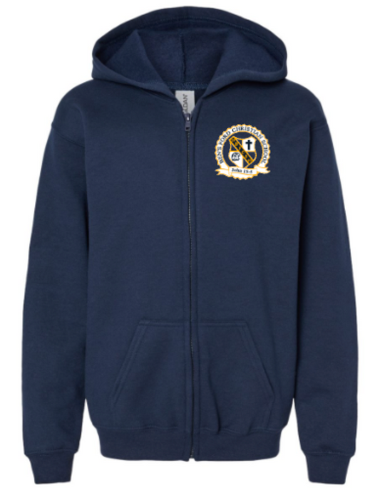 Navy Full Zip Jacket with BFCS Crest logo